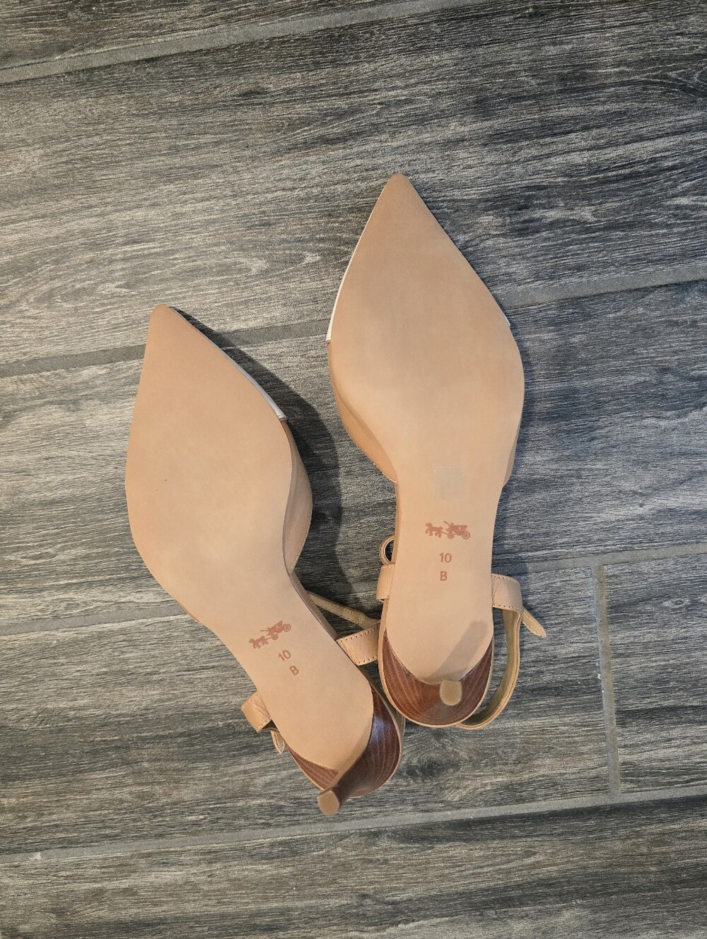 Brand New Coach Vierra Leather Heels size 10 tan-off white, 3 1/2 inch heel - Picture 6 of 6